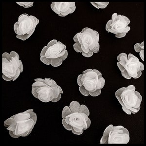 White Organza Roses 1.5", White Craft Roses,Wedding Decor Supply,White Fabric Roes, Applique Rose, Costume Sew on Flowers,Lingerie Making