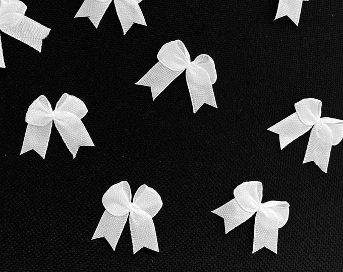Tiny White Bows 25-50pcs, Multi Purpose Bows, Card Making Supply, White ...