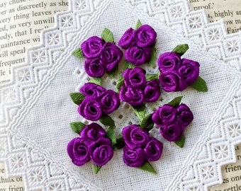 Purple Triple Roses, Mini Rose Bouquet, Crafting Rose Appliqué, Purple Roses, Rose Cluster, Trio Roses, Wedding Craft, Sewing Supply