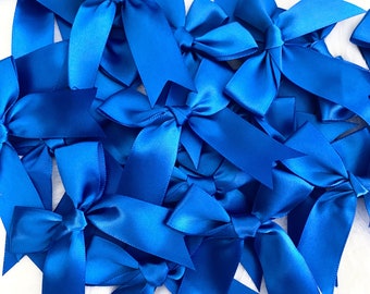 Royal Blue Large Satin Bows 3.5 inch XL, Blue Ribbon Bows, Hand tied Fray-checked, Party Favor Gift Bag Bows, Satin Luxury Bows Decor