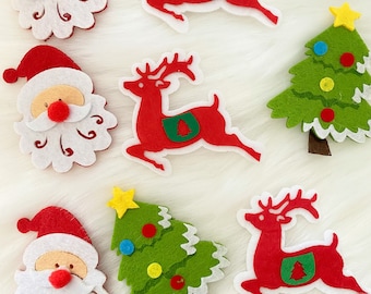 Mix Christmas Applique, Patch Holiday Decoration Christmas Card Making Felt Santa Claus Snowflakes Snowman Red White Green Appliqué