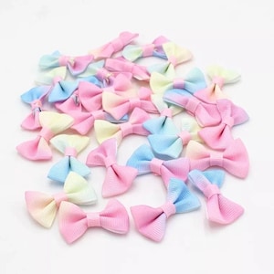 12 papillon tie-dye pastello, fiocchi in nastro grosgrain sfumato, piccoli fiocchi in nastro per fasce, piccoli fiocchi in tessuto per decorazioni per feste e lavoretti.