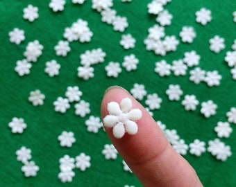 Tiny Off White Flowers 10mm, Die Cut Flowers, Mini Craft Flowers, Cards making, Scrapbooking Flower, Doll Making,Miniature Flowers