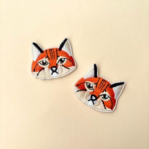 Fox Head Patch Iron On 1pc- Tabby Orange Cat Badge Cat Lover Gifts Small Cat Patches, Cartoon Animal Patch for Jeans Jacket Tote Bag Hat