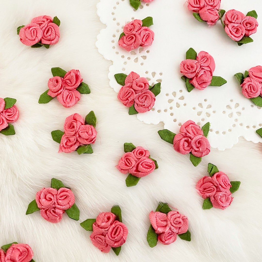 Coral Rose Organza Beaded Flowers - LunaLandSupply - High quality handmade  supplies