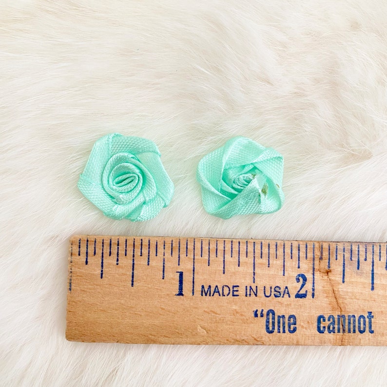 Light Green Ribbon Roses Mint Green Satin Roses (L) 3/4 Inch, Seafoam Green Ribbon Roses, Small ...