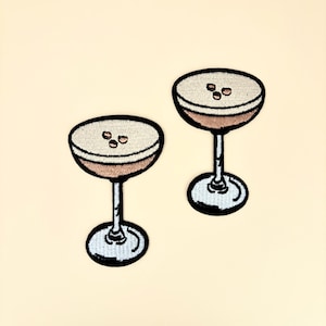 Espresso Martini Patch Iron On 1pc- Coffee Liquor Spirit Drinks Alcohol Gin Badge, Cocktail Lover Gifts, Sewing Applique Jeans Hat Patches
