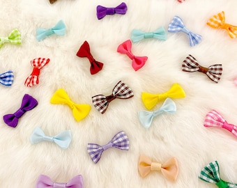 15 Mixed Mini Bows, Assorted Bows, Tiny Bow Tie, Mini Gingham Bows, Small Satin Bows, Craft Bows Pack, Ribbon Bows, Mixed Color Bows