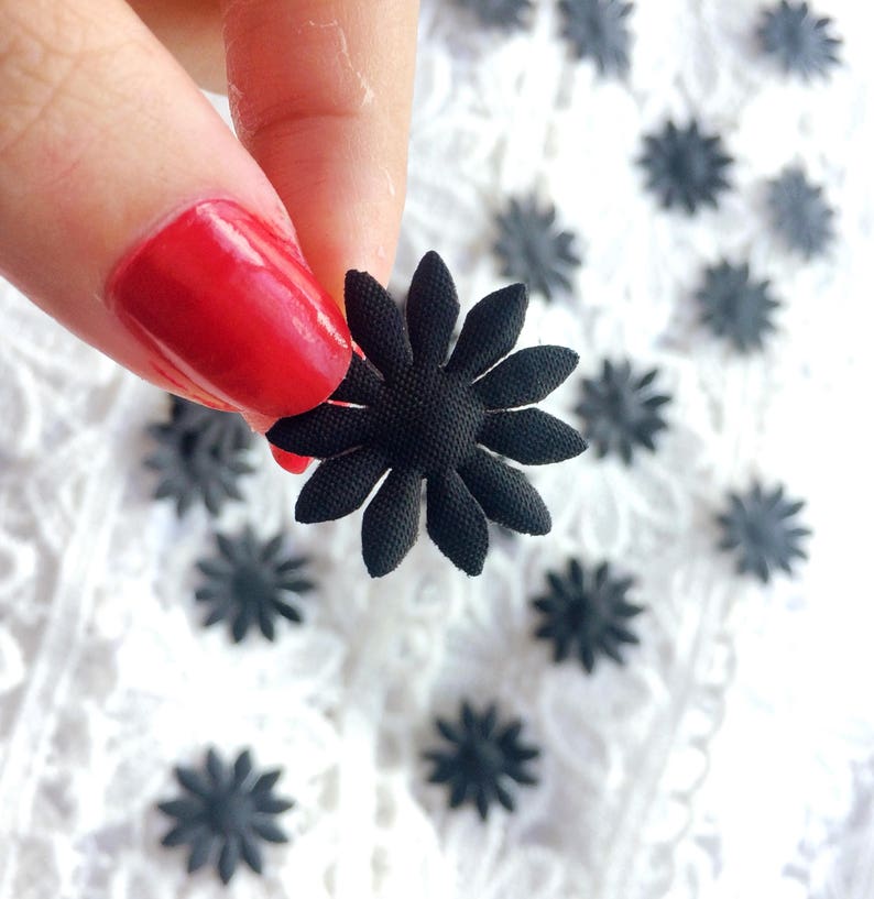Small Flowers for Crafts Mini Sunflowers Flat back Flowers Black Chrysanthemum Fabric Die Cut Flowers 2550 pcs Padded Flowers