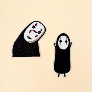 Funny No Face Patch Iron On 1pc- Spirited Away Studio Ghibli Patches, Cute Anime Characters Badge, Clothings Accessories Sew on Applique