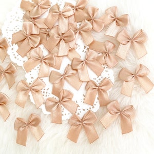 Bronze No Fray Bows 1 inch, Satin Ribbon Bows, Small Craft Bows, Applique Bows, Lingerie Bows, Hand tied Bows, Wedding Decoration Bows