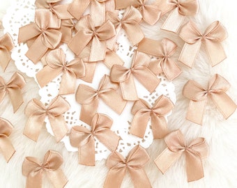 Bronze No Fray Bows 1 inch, Satin Ribbon Bows, Small Craft Bows, Applique Bows, Lingerie Bows, Hand tied Bows, Wedding Decoration Bows