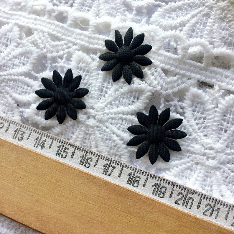 Small Flowers for Crafts Mini Sunflowers Flat back Flowers Black Chrysanthemum Fabric Die Cut Flowers 2550 pcs Padded Flowers