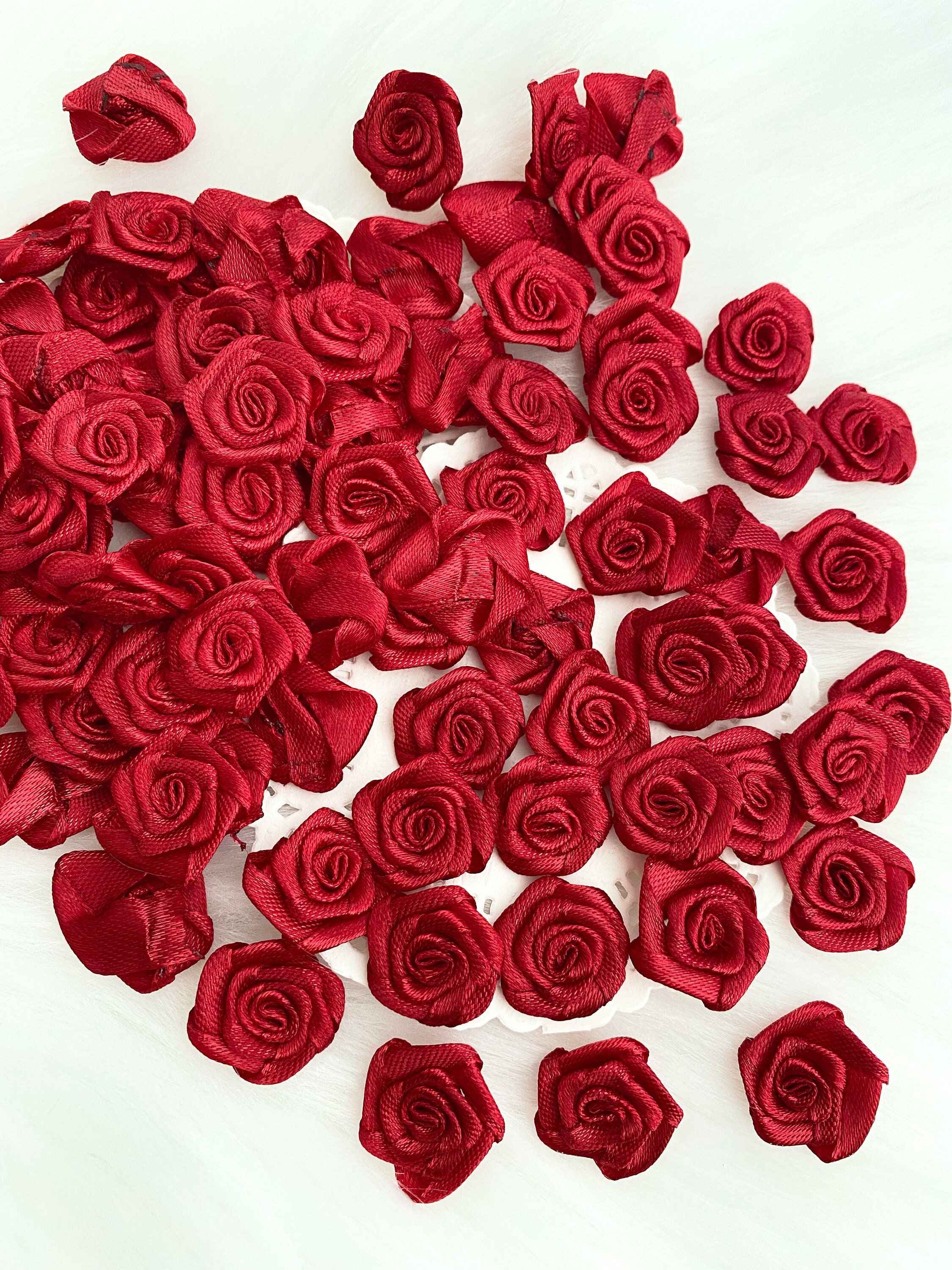 50Pcs Mini Satin Ribbon Roses Fabric Flowers Embellishments Rosettes -  1.5cm - Yahoo Shopping