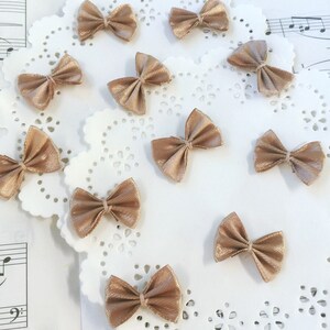 Mini papillon in bronzo, 12 pezzi, fiocco da 1 pollice, fiocco in nastro, fiocco marrone chiaro, mini papillon, fiocchi all'ingrosso, creazione di biglietti, fiocchi per lingerie, fiocchi per lavoretti da doccia