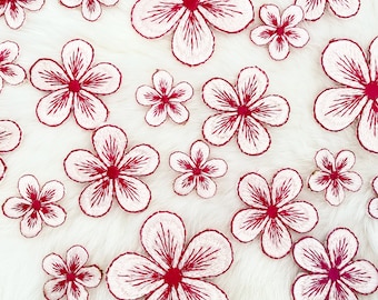 Opstrijkbare kersenbloesem 3 maten, roze bloemen borduurwerk stoffen, kleine bloemen patch, schroefdraad bloemen, Sakura bloemen jeans verfraaien