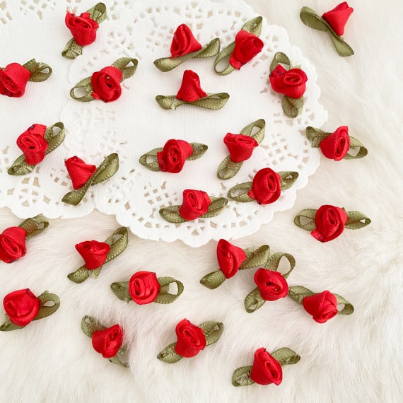 Small Red Rosebuds 20mm, Mini Red Satin Roses, Miniature Roses for