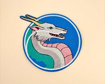 Haku Dragon Spirited Away Patch Iron On 1pc- Anime Japan Studio Ghibli Patch, Chihiro No Face Cartoon Round Badge Shirt Hat Applique