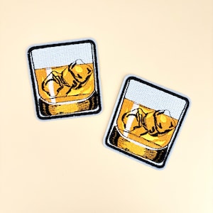 Old Fashioned Bourbon Patch Iron On- Whiskey Liquor Glass Spirit Cocktail Drinks Alcohol Badge, Sewing Applique Jeans Hat Patches
