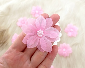 Organza Pearl Flowers 5pcs, Two Layers Flowers, Flowers  display picture 2