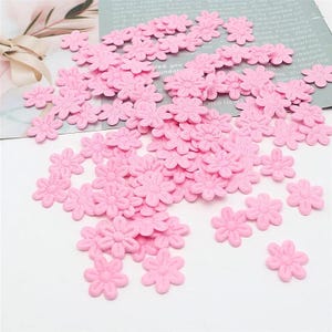 Pink Six-petal Flowers 12pcs 12mm- Small Craft Flower, Cards Making Sewing Patch, Dress Clothing Applique Pink Cherry Blossom