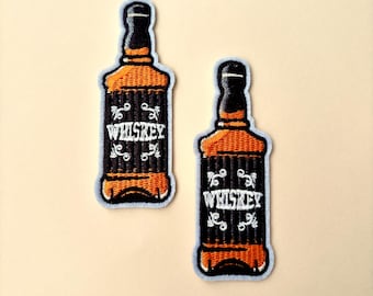 Whiskey Bottle Patch Iron On 1pc- Bourbon Drinks Alcohol Patches Old Fashioned Cocktail Liquor Drinks, Sewing Applique Jeans Hat Patches
