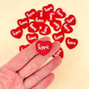 Mini Heart Love Patch Iron On- Set of 2- Heart Candy Applique, Red Heart Badge Love Valentines, Clothing Applique - Mini Series Patches