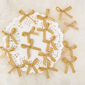 Goud satijnen strikken 1/8 lint, metallic gouden strikken, pastelbrons kleine ambachtelijke strikken douche verjaardag bruiloft decor strikken, stoffen ambachtelijke strik