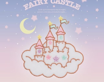 Castle Patch Iron On 1pc- Fairytale Princess Disney Castle Patches, Felt Embroidered Patch Sew On, Castle In The Cloud, Magic Kingdom Patch