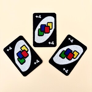 Uno Karte Aufnäher zum Aufbügeln, Kartenspiel Patch, Spielkarten ziehen vier Uno Abzeichen, Spade Poker Card Patch, Cooler Patch für Jeans Jacke Hut