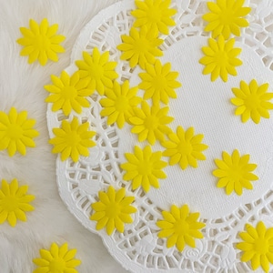 Mini Yellow Sunflower 12pcs 20mm- Small Yellow Daisy, Flat back Sew on Flower Patch, Cards Making Doll Costuming, Pinwheel Flowers