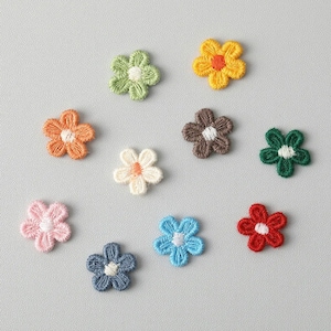 Assorted Mini Daisy 15mm 15pcs, Mix Colors Embroidery Applique Sew on, Flower Patch, Needle Craft Supply,Thread Flowers, Mini Fabric Daisy