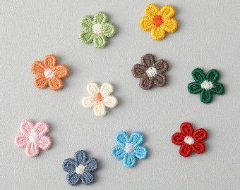 Assortiment de mini marguerites 15 mm, 15 pièces, couleurs mélangées, broderie appliquée à coudre, écusson floral, fournitures pour travaux manuels, fleurs en fil, mini marguerite en tissu