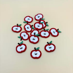 Mini Apple Patch Sew on- Set of 3- Small Fruits Applique Embroidered Patches Summer Crafts Doll Costuming - Mini Series Patches