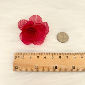 Dark Red Organza Roses 45mm, 3D Red Fabric Roses, Applique Rose Lingerie Making Millinery Rose, Red Rose Heads, Sew on Roses for Costumes image 4