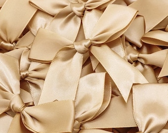 Big Gold Satin Bows 3.5 inch, Gold Ribbon Bows, Party Gift Bags Favor Making Merchandise Wedding Decor Bows Applique Bows