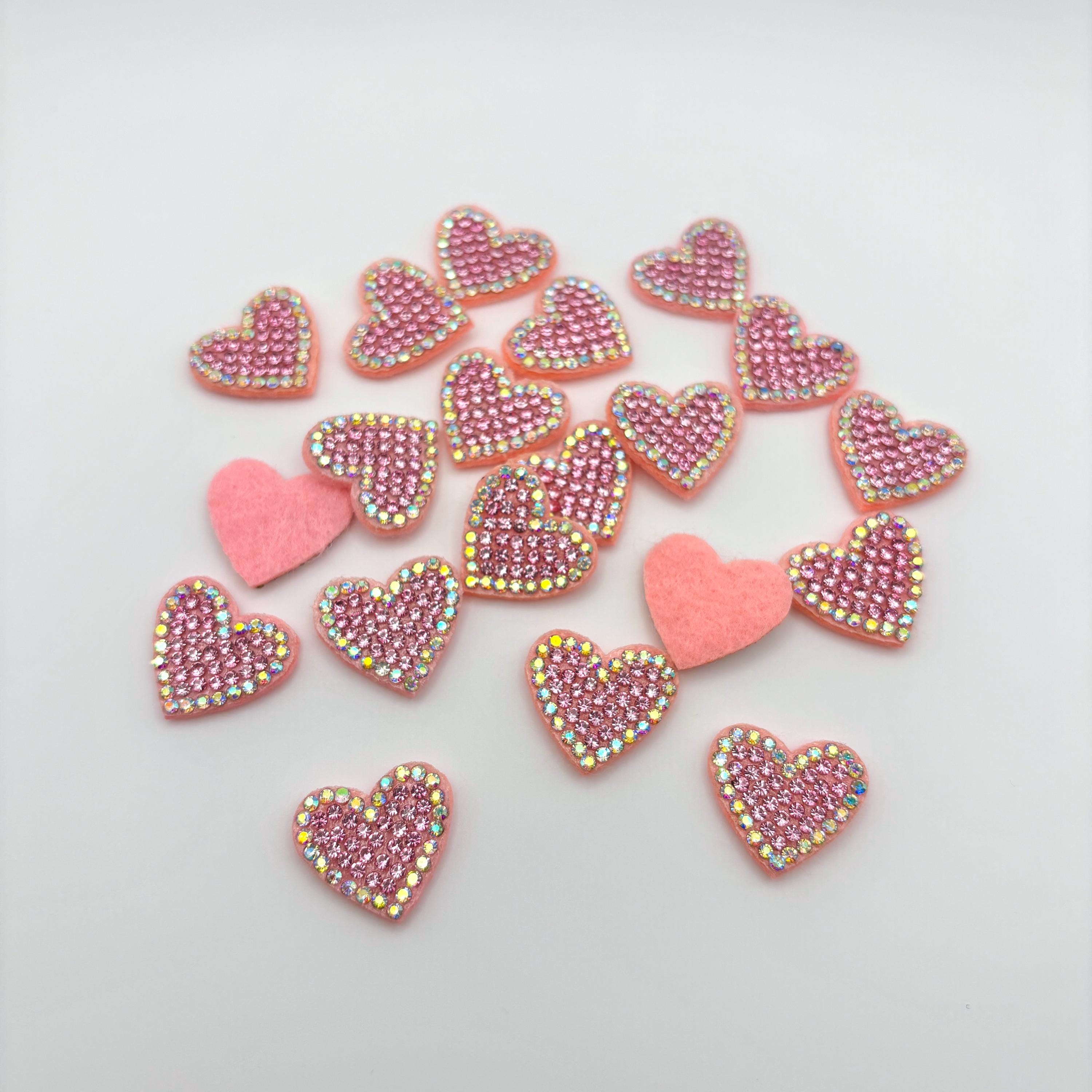 6pcs Small Rhinestone Heart Appliques, Diamond Patch, Mini Heart ...