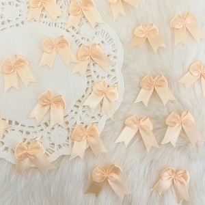 Apricot Blush Satin Bows 25-50 pcs, 1 inch Fabric Bows, Blush Bows, Favor Bows, Invitation Card Making, Gift tag Bows, Small Craft Bows