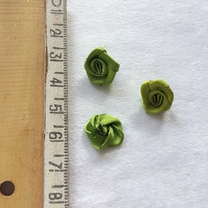 Light Olive Green Roses 25-50 pcs, Mini Rose Heads, Satin Rose Buds, Crafting Pieces, Sewing Supply, Card Making, Wedding Craft, Green image 3