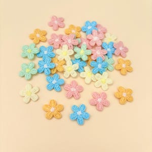 Pastel Mix Mini Daisy 6pcs 15mm, Assorted Colors Sew on Flower Patch, Embroidered Sewing Applique, Doll Supply Sweater Clothing Accessories