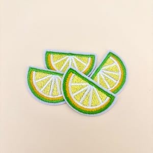 Lemon Wedge Patch 1pc- Lime Iron On Embroidered Patch, Citrus Fruit Summer Patch,DIY Clothing Patches for Hats Tote Bags, Mini Cute Patch