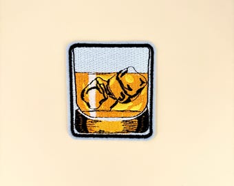 Old Fashioned Bourbon Patch Iron On- Whiskey Liquor Glass Spirit Cocktail Drinks Alcohol Badge, Sewing Applique Jeans Hat Patches