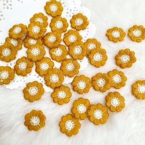 Yellow Embroidered Daisy 12pcs 20mm, Embroidery Applique, Floral Patch, Flower Embellishments,Needle Craft,Threaded Flowers Crochet Quilting