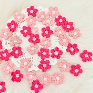 Pink Mix Mini Daisy 15mm 10pcs, Sakura Flowers, Embroidery Applique Sew on, Flower Patch, Needle Craft Supply, Tiny Pink Cherry Blossom