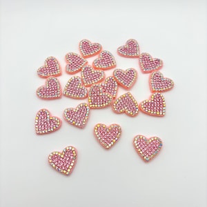 6pcs Small Rhinestone Heart Appliques, Diamond Patch, Mini Heart Patches, Wedding Valentine Applique, Sequin Heart Shaped Flat Patches