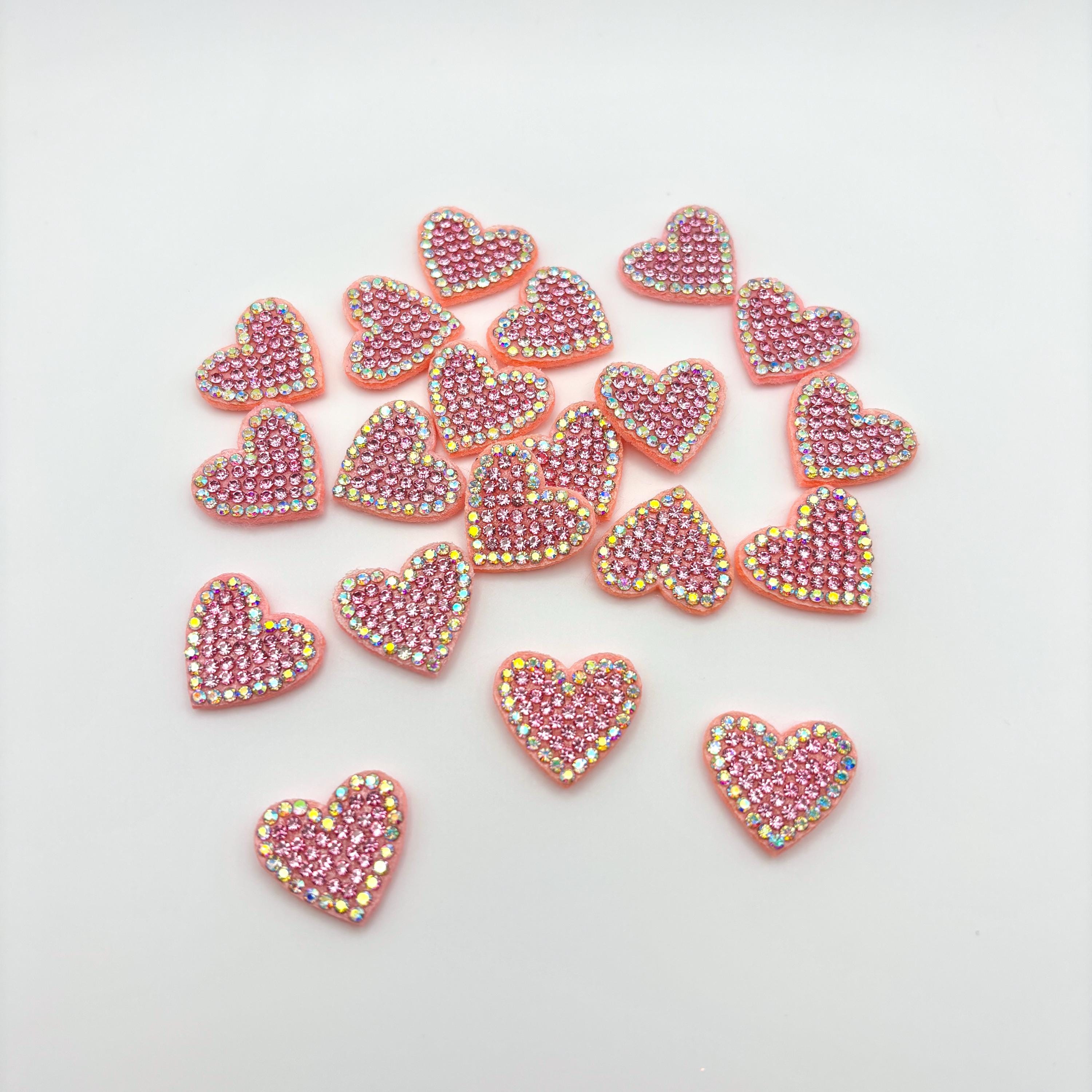 6pcs Small Rhinestone Heart Appliques, Diamond Patch, Mini Heart ...