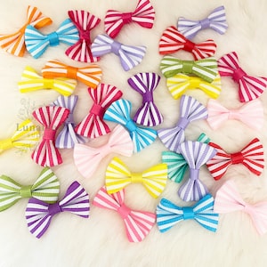 Papillon a righe mix 12 pezzi 1', fiocchi colorati caramelle, papillon in tessuto piccolo, fiocchi artigianali assortiti, fiocchi in grosgrain, fiocchi applicati, decorazioni per feste