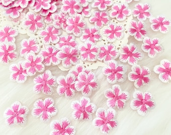 Mini Cherry Blossom 20mm 15pcs, Embroider Pink Fabric Flowers,Small Flower Patch, Small Pink Craft Flowers, Sakura Sewing Costume Applique