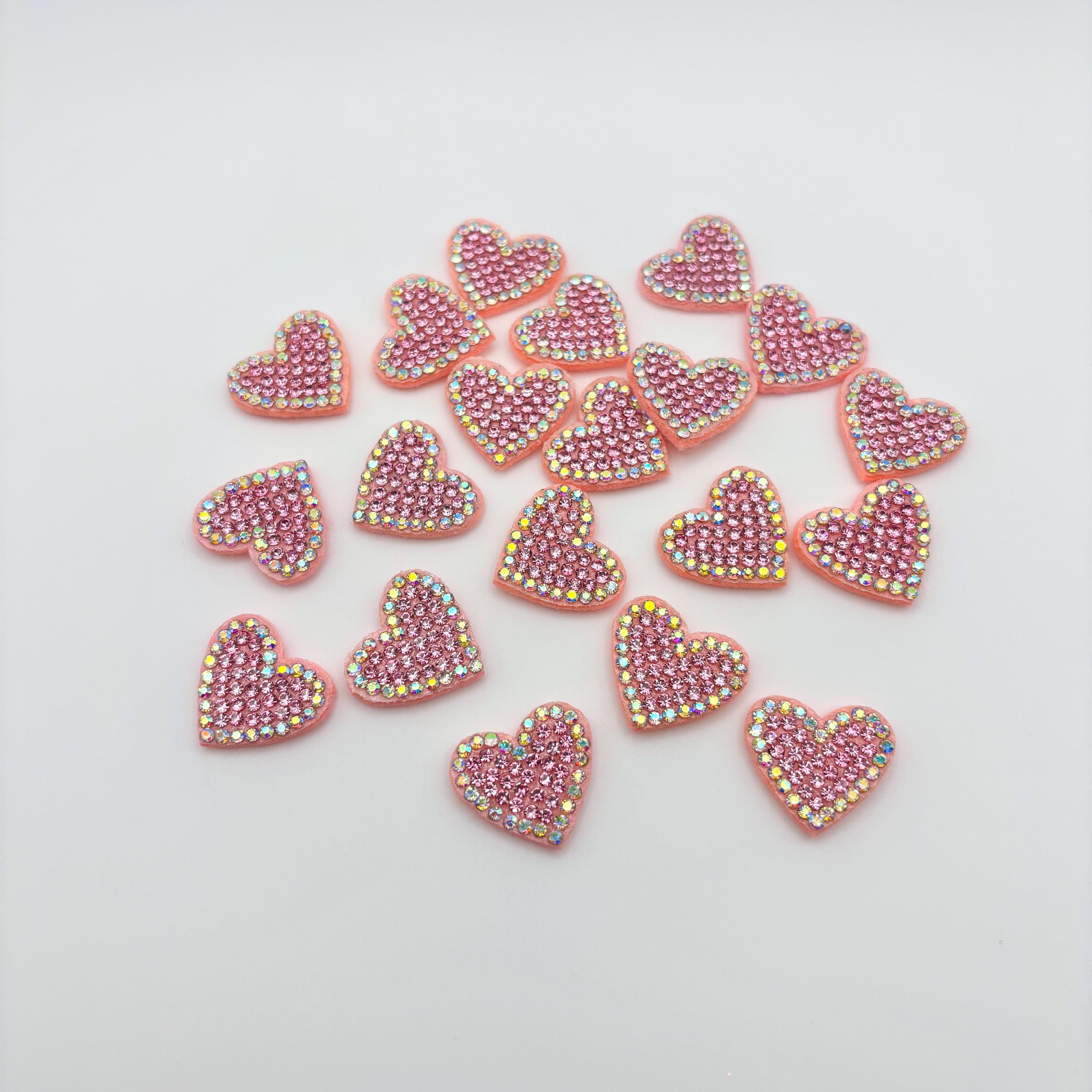 6pcs Small Rhinestone Heart Appliques, Diamond Patch, Mini Heart ...