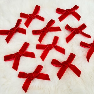 Rode fluwelen strikken 12st 2", fluwelen strik appliqué, vakantie cadeau strikken, handgemaakte strikken, lingerie maken naaien stoffen haar ambachten kaarten maken